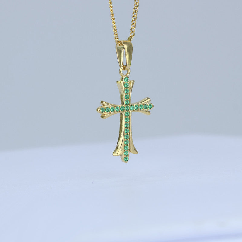 DIJE CRUZ PUNTOS ESMERALDAS 29*15MM 706679