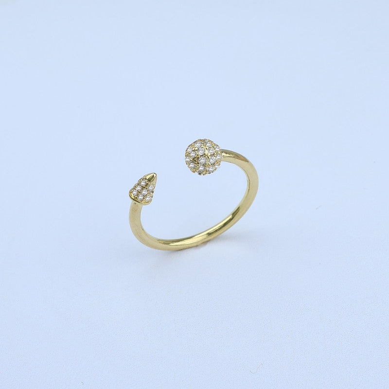 ANILLO AJUSTABLE 2 EXTREMOS ESFERA Y CONO ZIRCONES 701020 - 5855