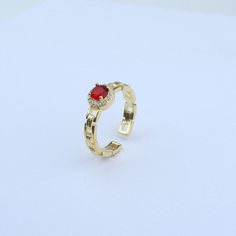 ANILLO AJUSTABLE CENTRO RUBI BORDE ZIRCONES 701022 - 5892