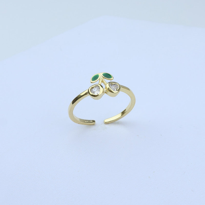 ANILLO AJUSTABLE CEREZAS CRISTAL Y HOJAS VERDES 701033