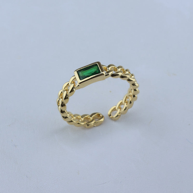 ANILLO AJUSTABLE CUBANO CENTRO ESMERALDA 701099