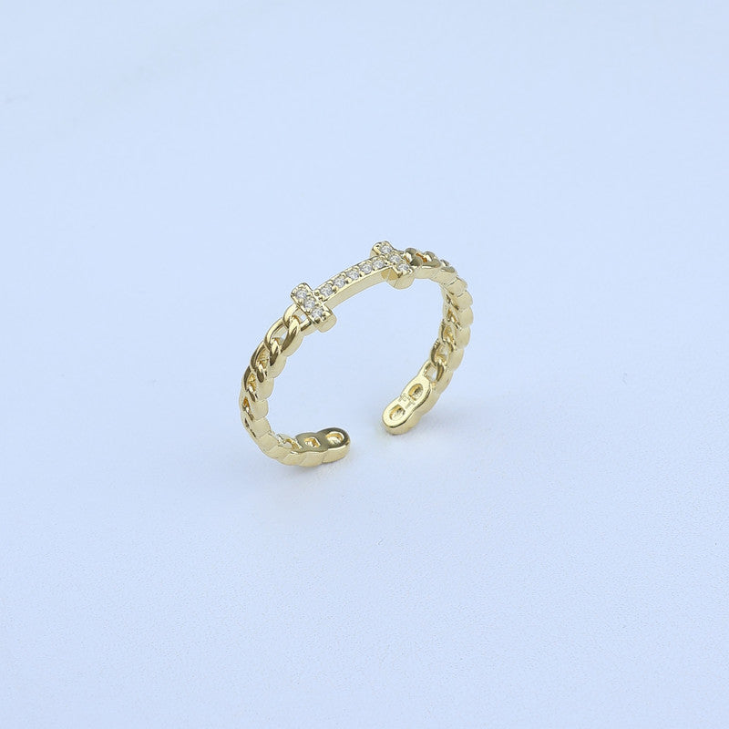 ANILLO AJUSTABLE CUBANO CENTRO FIGURA ZIRCONES 701036 - 5895
