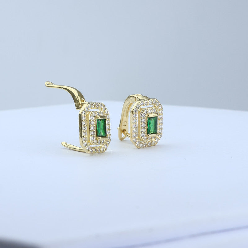 CANDONGA HALO 13*10MM CON PIEDRA ESMERALDA CENTRAL/GANCH 705283