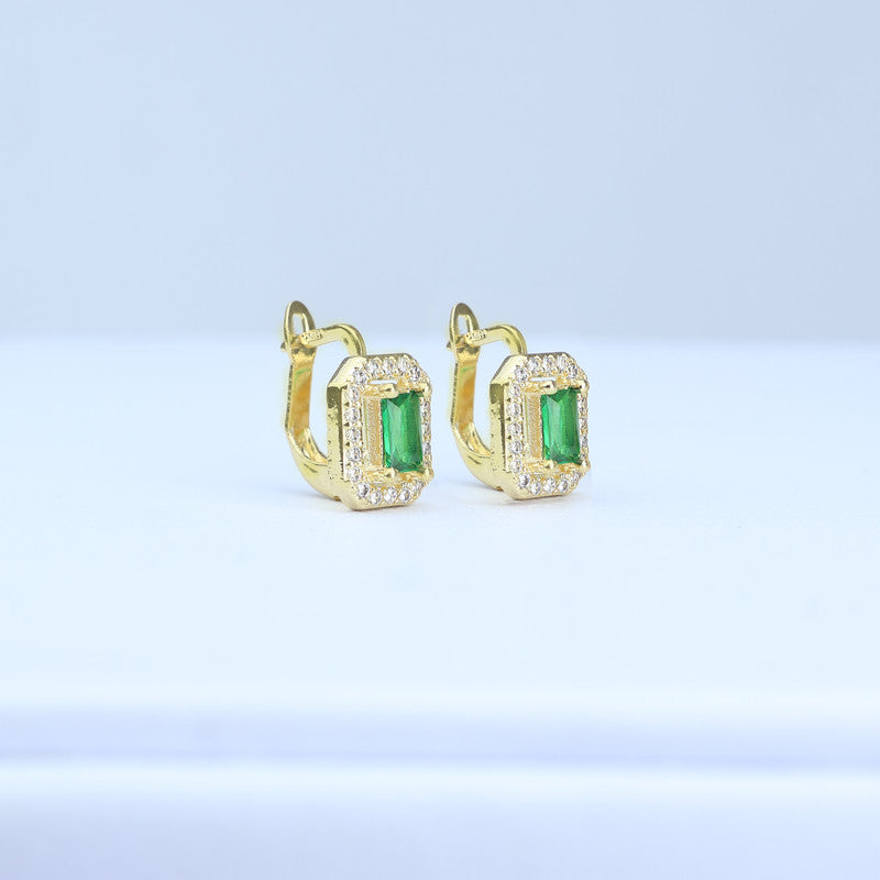 CANDONGA HALO 10*8MM CON PIEDRA ESMERALDA CENTRAL/GANCHO 705282 - 5872