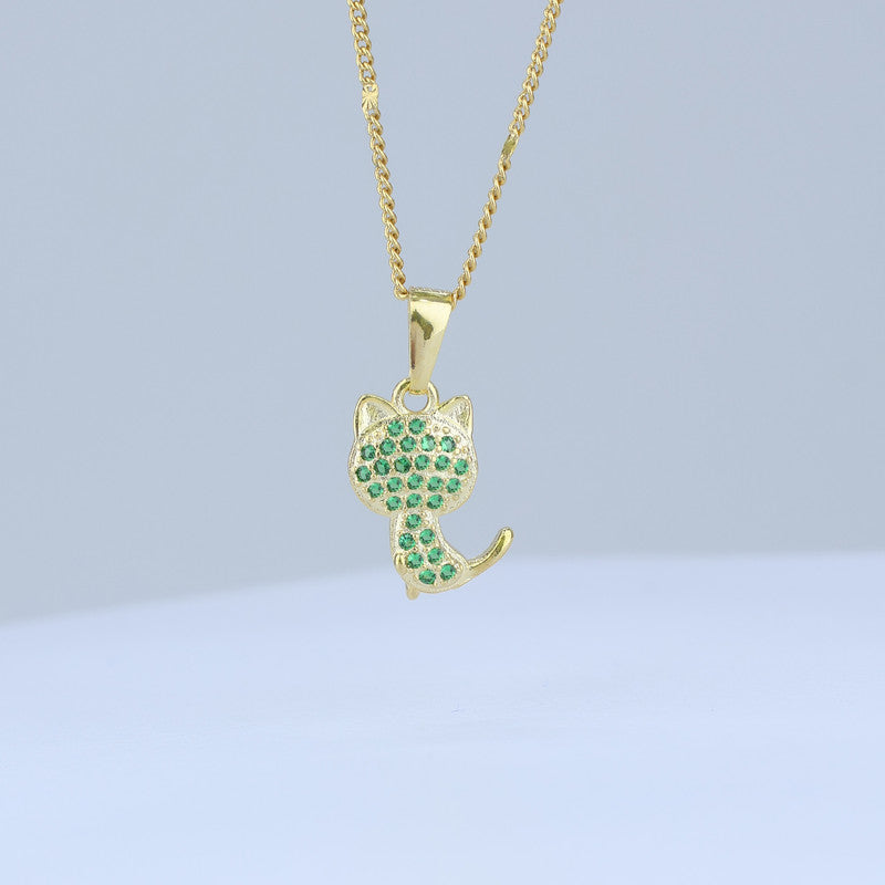 DIJE GATO CON PIEDRA VERDES 18*9MM 706691