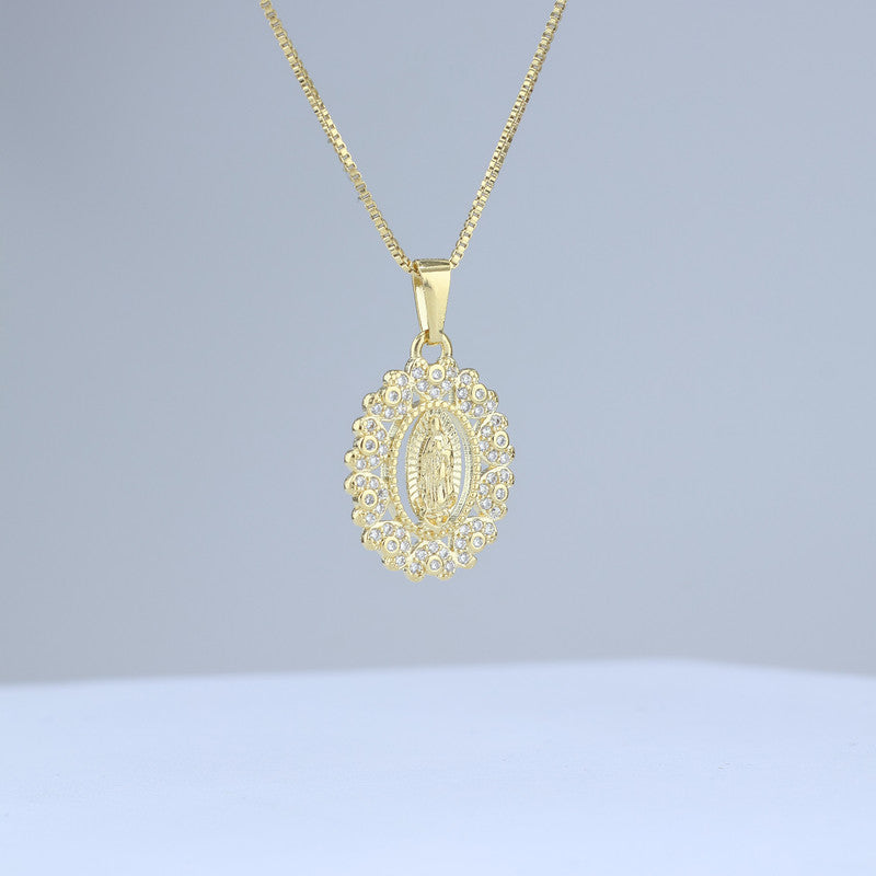 DIJE MEDALLA GUADALUPE 25*15MM B. MANDALA DIAMANTADA 706796