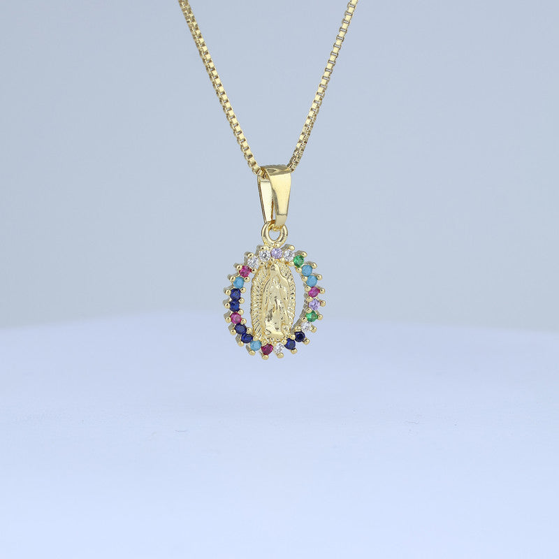 DIJE MEDALLA GUADALUPE CON PIEDRAS COLORES 706798