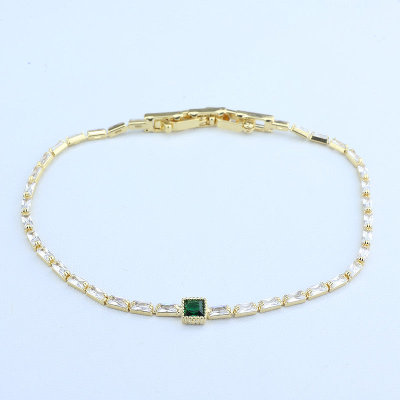 PULSERA TENNIS/ CENTRO ESMERALDA 17CM 708481