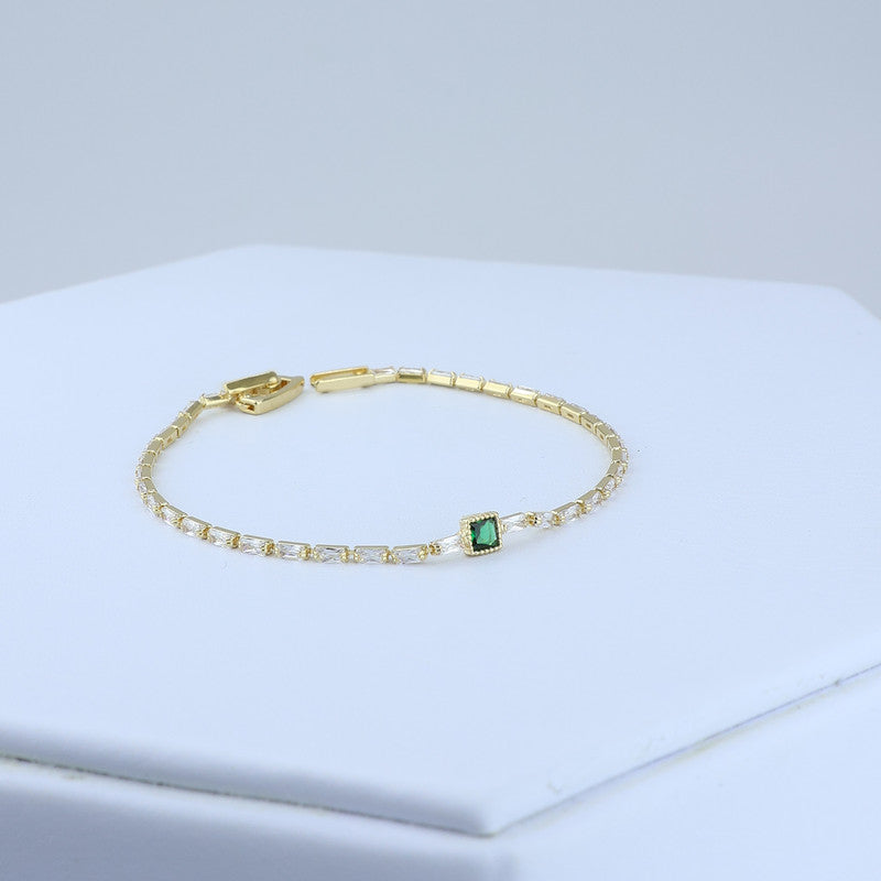 PULSERA TENNIS/ CENTRO ESMERALDA 17CM 708481 - 5970