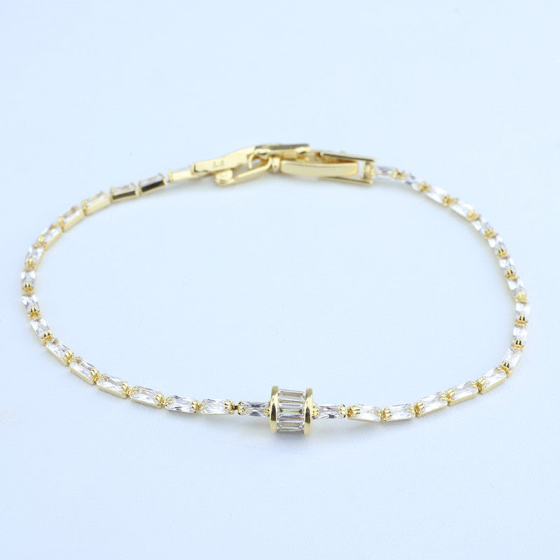 PULSERA TIPO TENNIS BAGUETTE/CENTRO PASANTE CRISTAL 18CM 708469