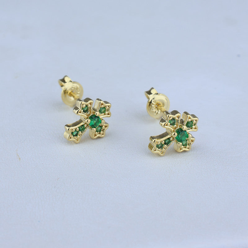 TOPO CRUZ GRIEGA ZIRCONES ESMERALDA 7*8MM 711584 - 6634