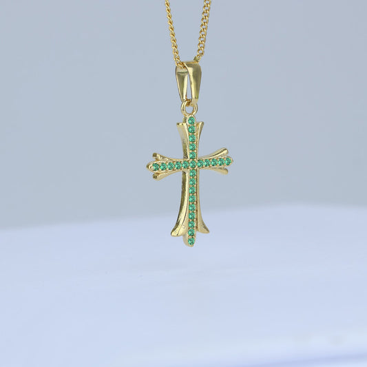 DIJE CRUZ PUNTOS ESMERALDAS 29*15MM 706679