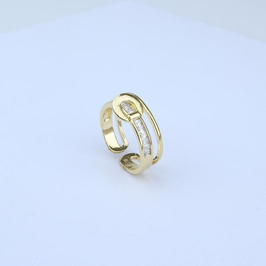 ANILLO AJUSTABLE CON PIEDRAS Y HEBILLA DE CINTURON 701040