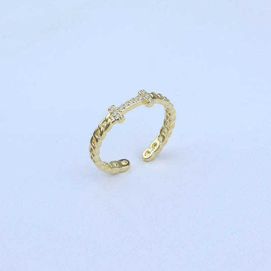 ANILLO AJUSTABLE CUBANO CENTRO FIGURA ZIRCONES 701036