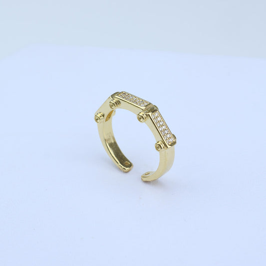 ANILLO AJUSTABLE EXAGONAL CON ZIRCONES 701027