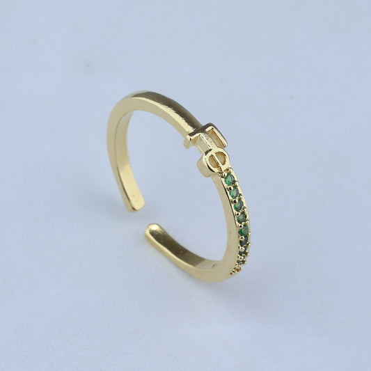 ANILLO AJUSTABLE FE CON LINEA ESMERALDAS 701107