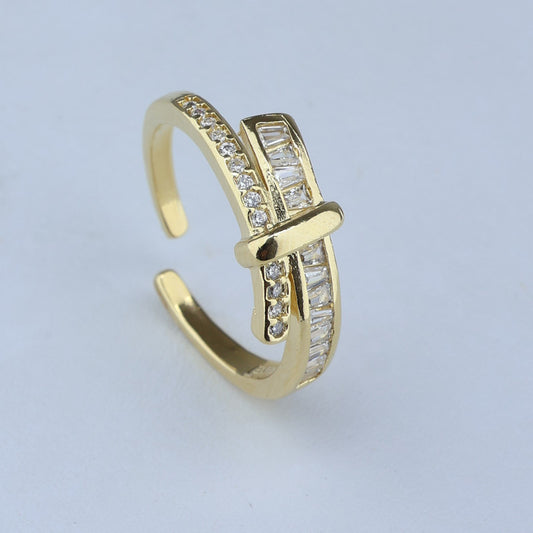 ANILLO AJUSTABLELAZO ESTILO BAGUETTE CON ZIRCONES 701094