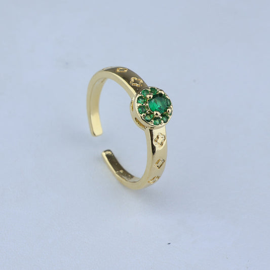 ANILLO AJUSTABLE SOLITARIO ESMERALDA 701105