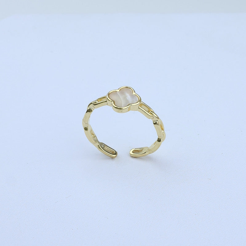 ANILLO AJUSTABLE TREBOL PIEDRA BEIGE 701044