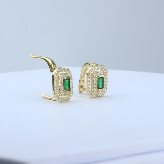 CANDONGA HALO 13*10MM CON PIEDRA ESMERALDA CENTRAL/GANCH 705283