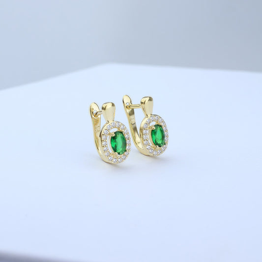 CANDONGA HALO OVALADA 9*16MM CON PIEDRA ESMERALDA CENTRA 705281