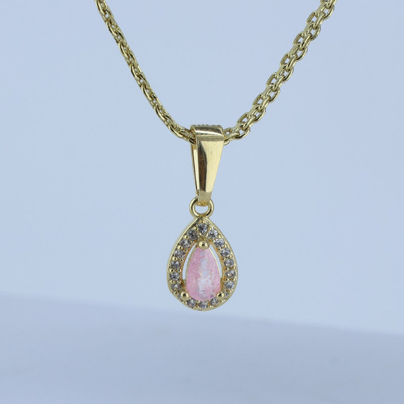 DIJE GOTA PIEDRA ROSA CON HALO 15.5*6MM 706856