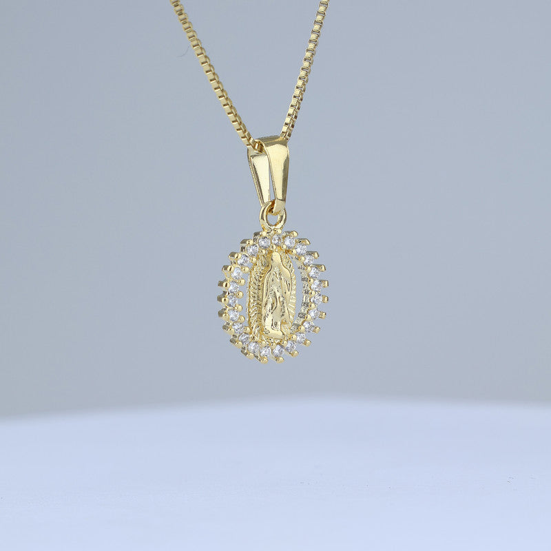 DIJE MEDALLA GUADALUPE 18MM BORDE ZIRCONES CRISTAL 706797 - 6340