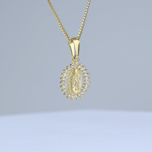 DIJE MEDALLA GUADALUPE 18MM BORDE ZIRCONES CRISTAL 706797 - 6340