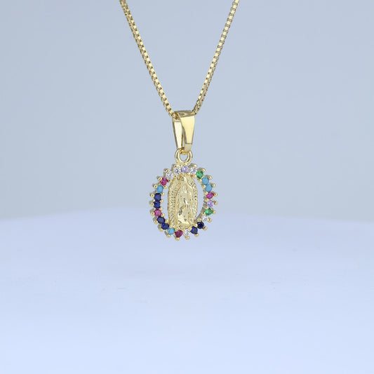 DIJE MEDALLA GUADALUPE CON PIEDRAS COLORES 706798 - 6318