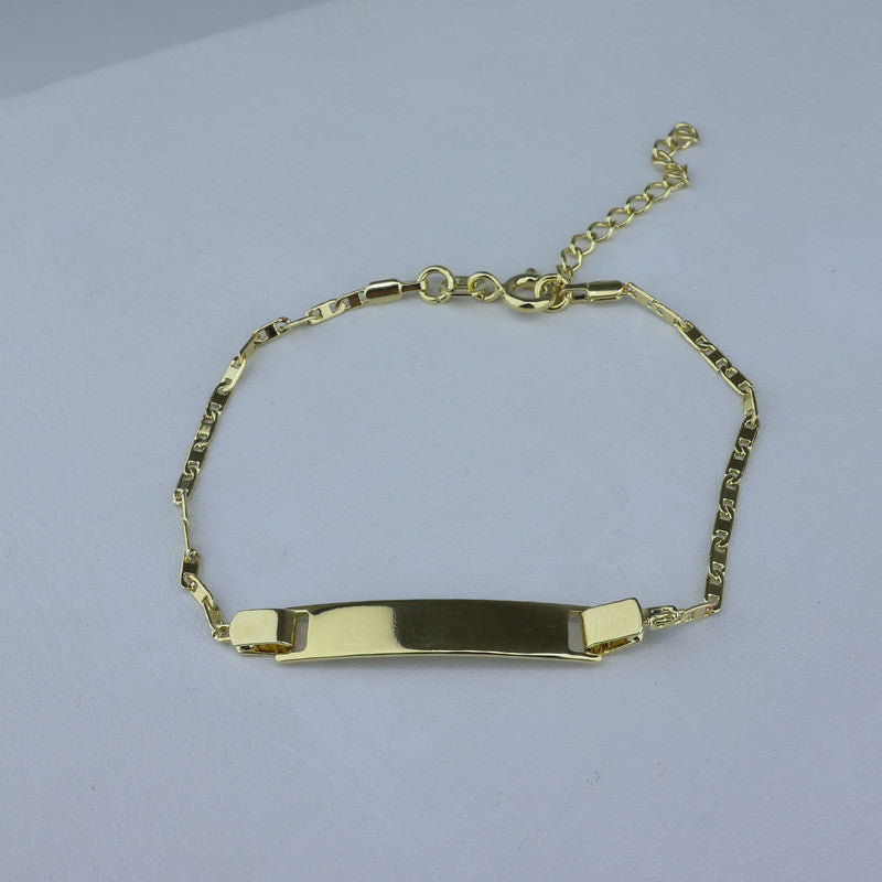 PULSERA LAMINADA 18KD BEBE PLANA ESPEJO PUL I058