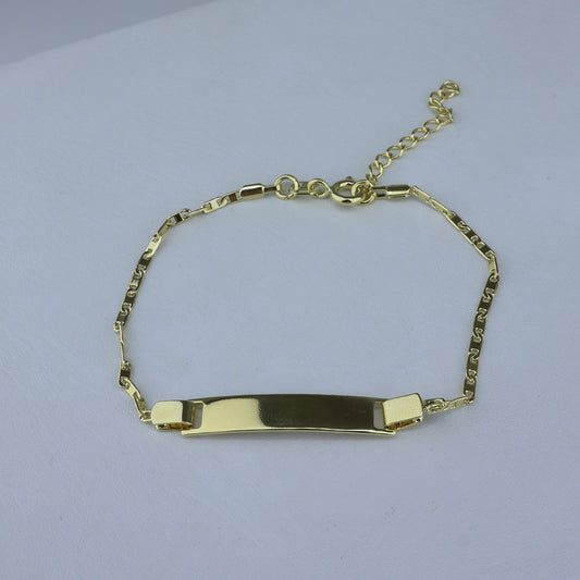 PULSERA LAMINADA 18KD BEBE PLANA ESPEJO PUL I058