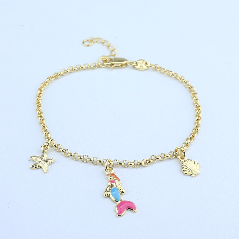 PULSERA TEJIDO BELCHER 2MM*16.5CM DIJES ESTRELLAS/SIRENAS 708464
