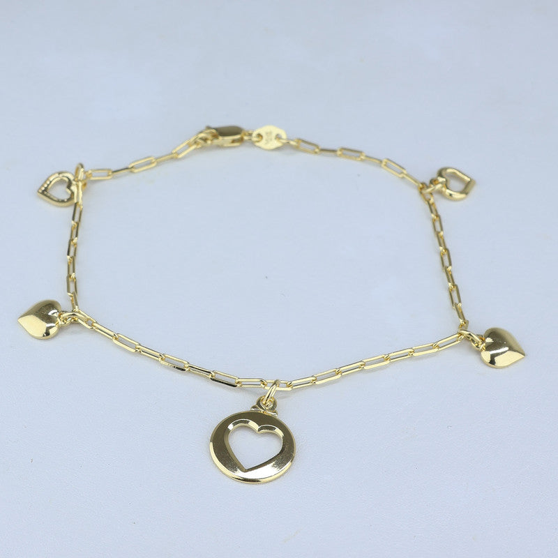 PULSERA TEJIDO ESLABON CON DIJES CORAZONES 18CM 708510 - 6731