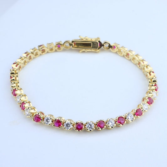 PULSERA TENNIS BRACELET PIEDRAS RUBI Y CRISTAL 4MM*18CM 708508