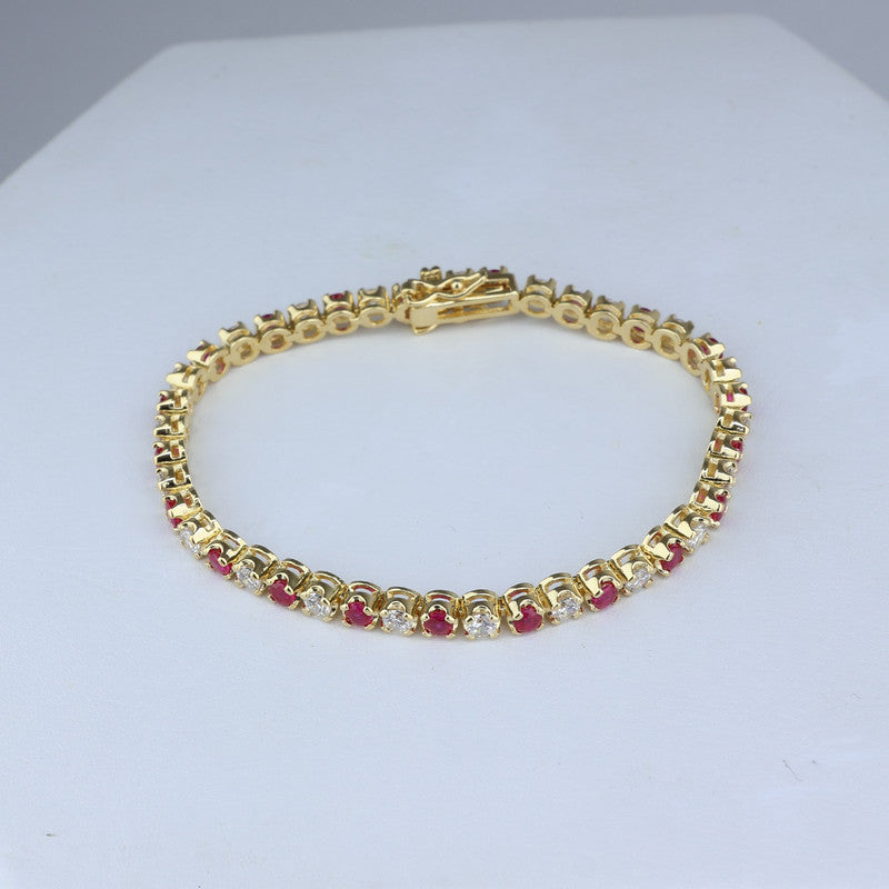 PULSERA TENNIS BRACELET PIEDRAS RUBI Y CRISTAL 4MM*18CM 708508 - 6589
