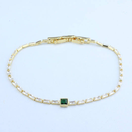 PULSERA TENNIS/ CENTRO ESMERALDA 17CM 708481