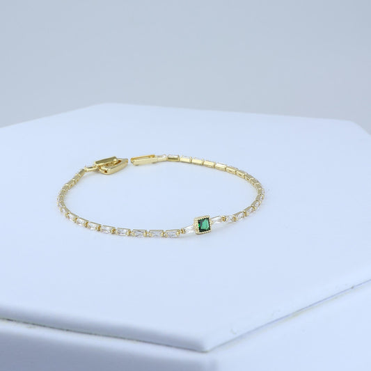 PULSERA TENNIS/ CENTRO ESMERALDA 17CM 708481