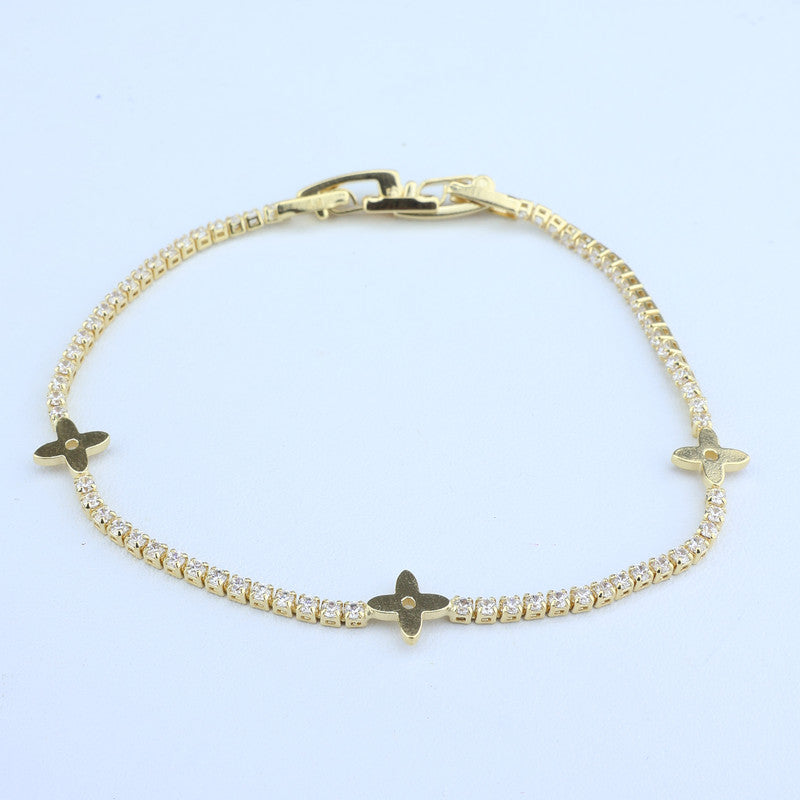PULSERA TENNIS CLASICA CON CHARMS FLORES 18CM 708466
