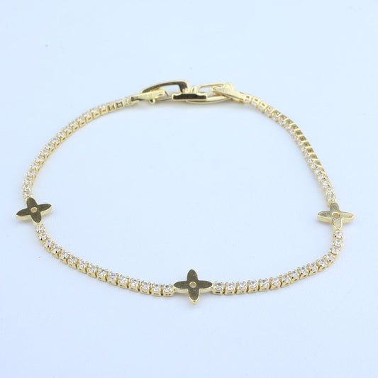PULSERA TENNIS CLASICA CON CHARMS FLORES 18CM 708466