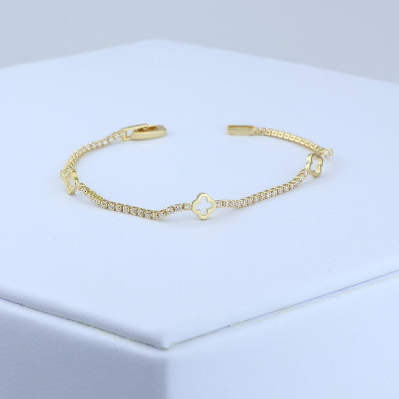 PULSERA TENNIS CLASICA CON CHARMS TREBOL 18CM 708467