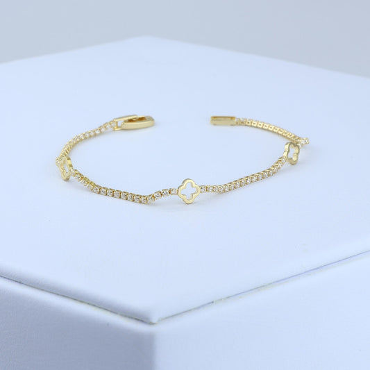 PULSERA TENNIS CLASICA CON CHARMS TREBOL 18CM 708467