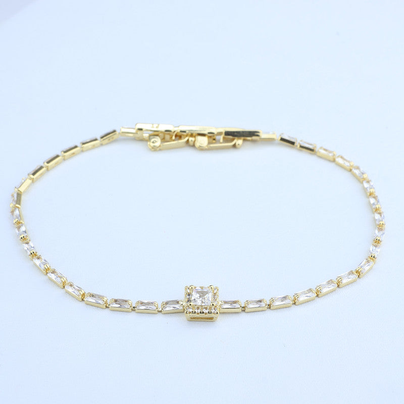 PULSERA TIPO TENNIS BAGUETTE/CENTRO CRISTA/ESMERALDA BOR 708473