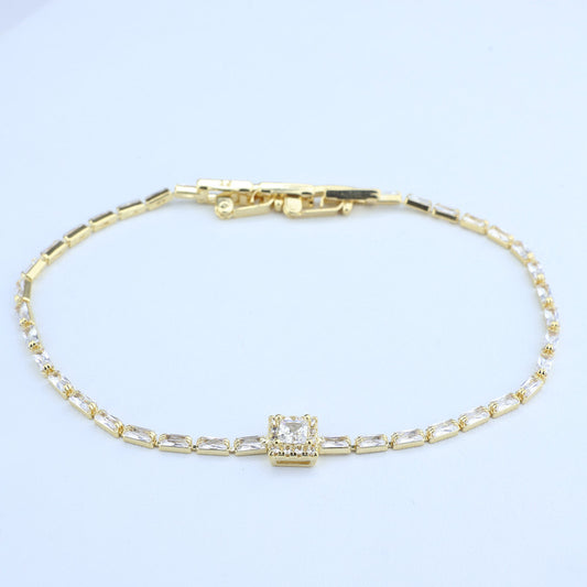 PULSERA TIPO TENNIS BAGUETTE/CENTRO CRISTA/ESMERALDA BOR 708473
