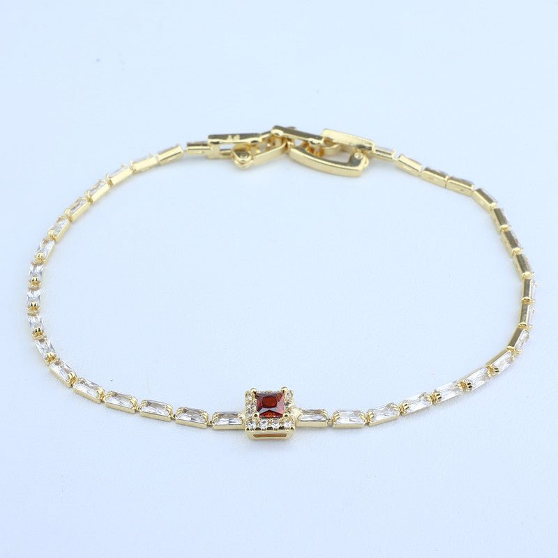 PULSERA TIPO TENNIS BAGUETTE/CENTRO CUARZO MARRON BORDE 708475
