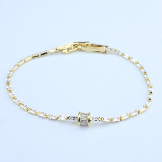 PULSERA TIPO TENNIS BAGUETTE/CENTRO PASANTE CRISTAL 18CM 708469