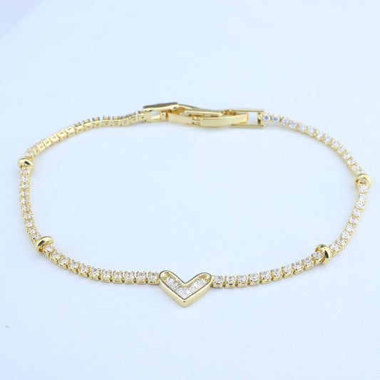 PULSERA TIPO TENNIS CLASICA/CENTRO CORAZON CRISTAL Y AROS INTER 708470