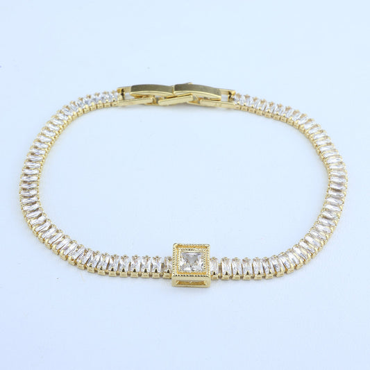PULSERA TIPO TENNIS RECTANGULAR/CENTRO CRISTAL 18CM 708478