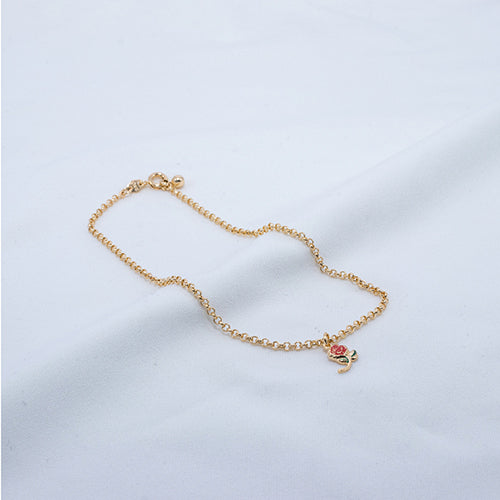 TOBILLERA ARGOLLA DIJE ROSA 25CM 709083A205