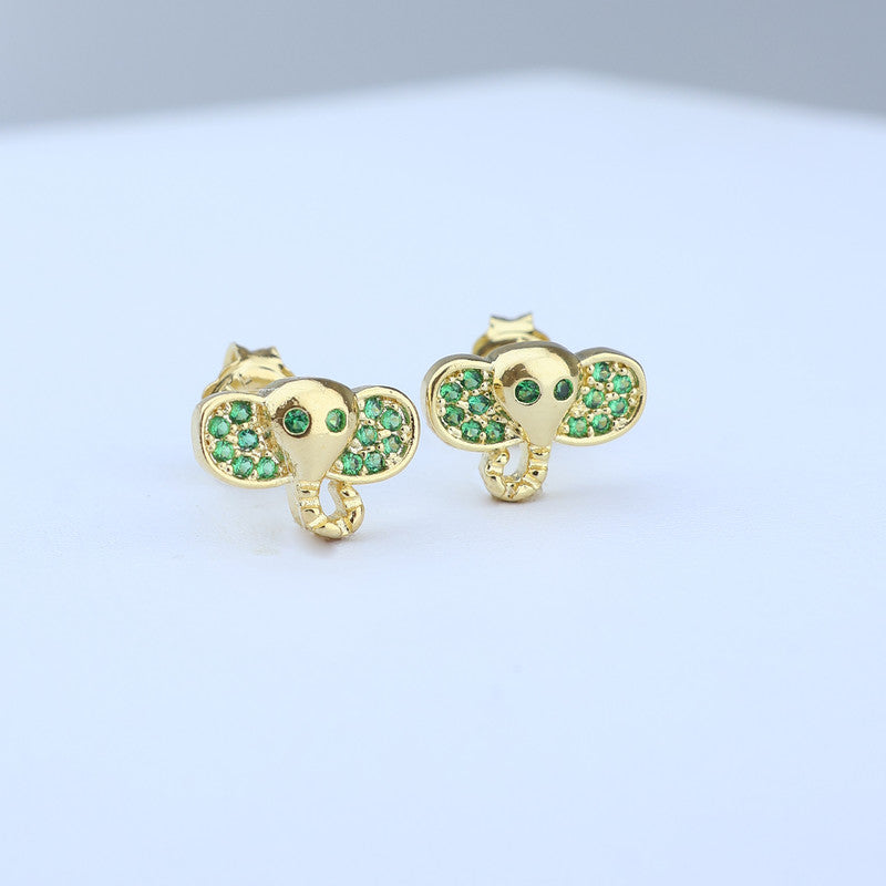 TOPO CARA ELEFANTE 11*8MM CON ZIRCONES VERDES 711520