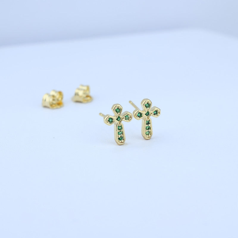 TOPO CRUZ ZIRCONES VERDES 6*9MM 711574
